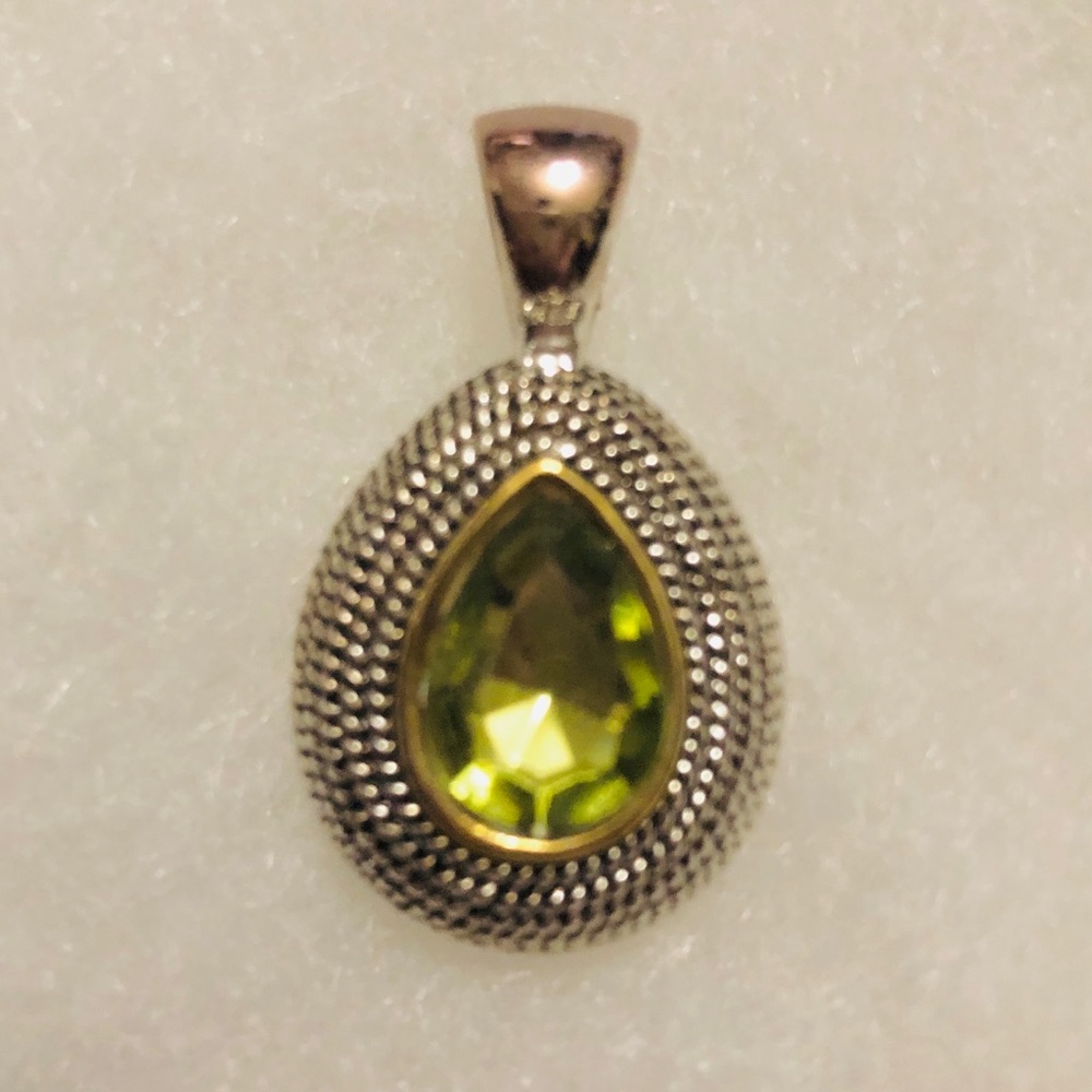 LMN Peridot and silver tone slide
